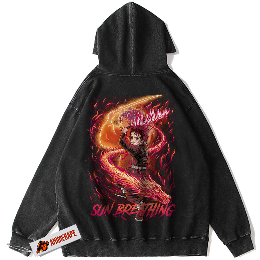Vintage Tanjiro Kamado Hoodie, Anime Demon Slayer Hoodie