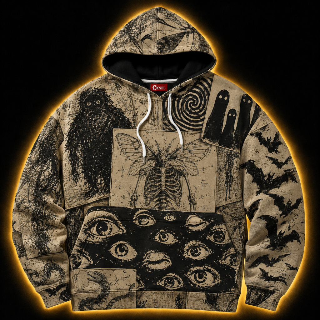Crosfil The Archive Hoodie — Cryptid Ink Studies Dark Academia Print