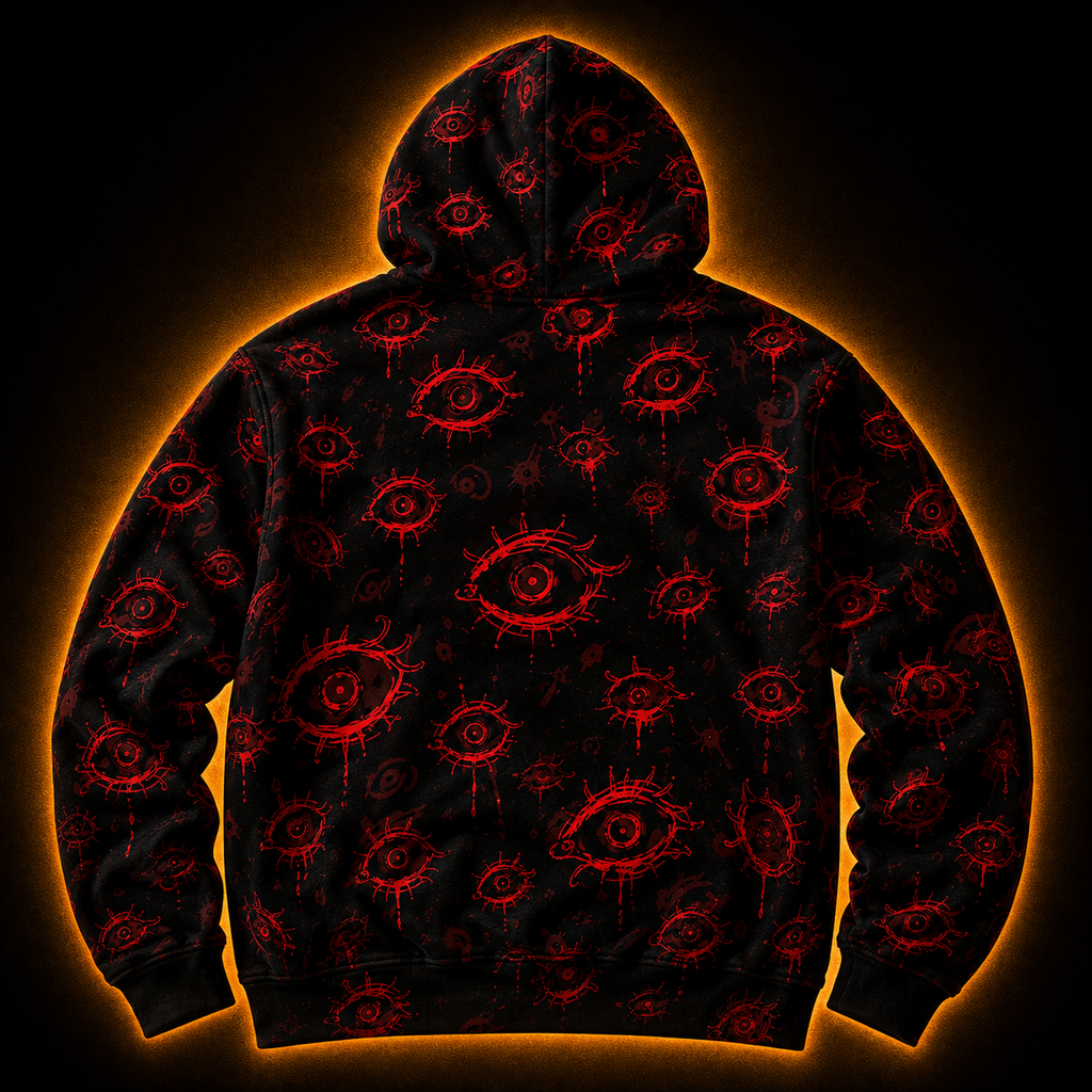 Crosfil Witness Hoodie — Red Eyes Gothic Horror All-Over Print