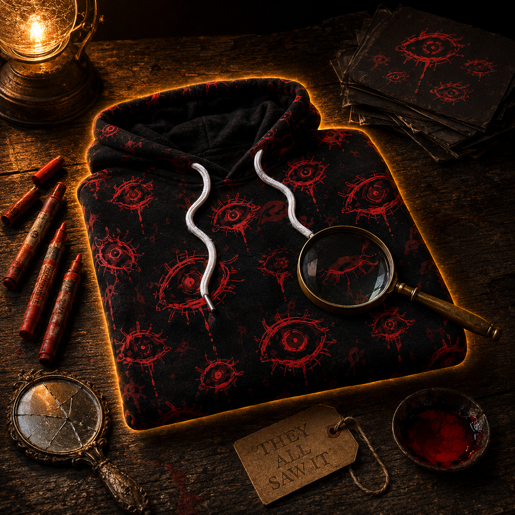 Crosfil Witness Hoodie — Red Eyes Gothic Horror All-Over Print